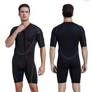 Seaskin 3mm Shorty Wetsuit Diving Front Zip Closure Wetsuit Men's Size S (READ..
